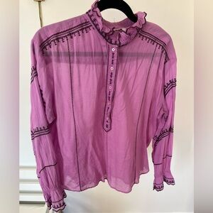 Isabel Marant Etoile Sheer Boho Blouse, Size 42